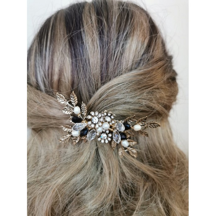 Antique Gold Crystal Hair Comb