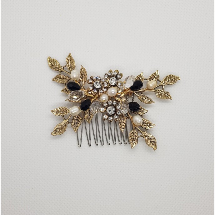 Antique Gold Crystal Hair Comb