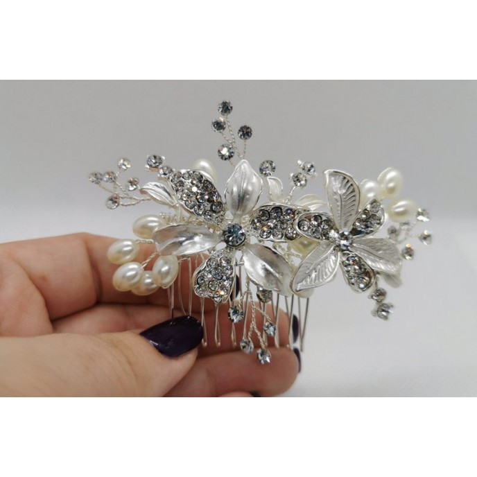 Silver Wedding Hair Comb