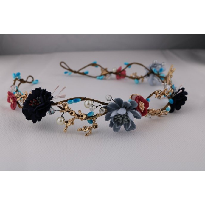 Blue Flowers Bride Flower Crown