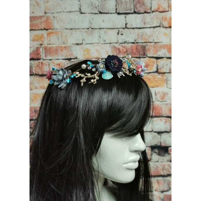 Blue Flowers Bride Flower Crown