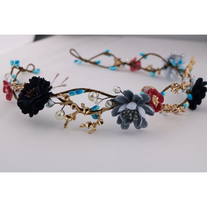 Blue Flowers Bride Flower Crown