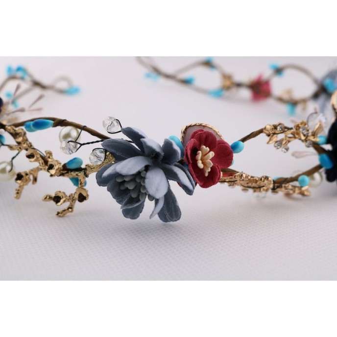 Blue Flowers Bride Flower Crown