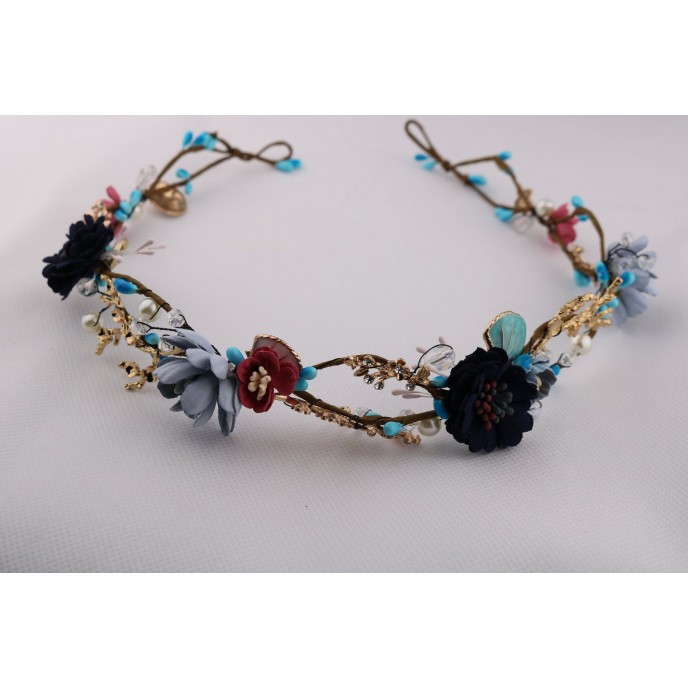 Blue Flowers Bride Flower Crown