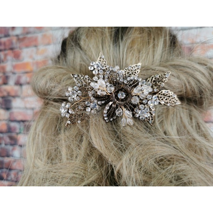 Antique Gold Crystal Hair Comb
