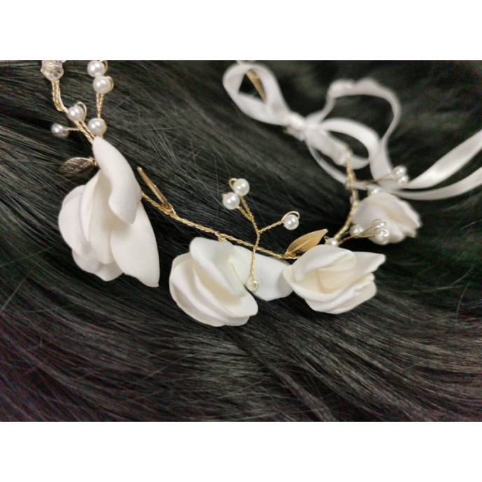 Handmade Flowers Pearl Tiaras Crown
