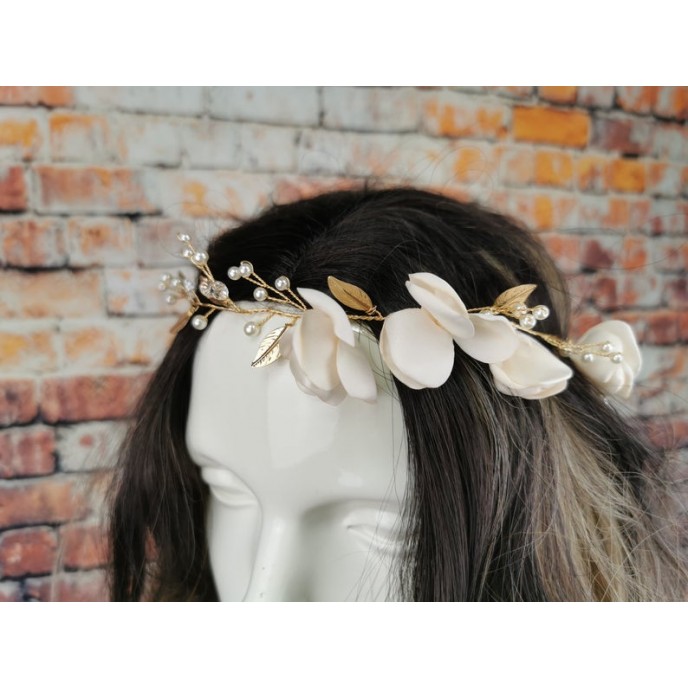 Handmade Flowers Pearl Tiaras Crown