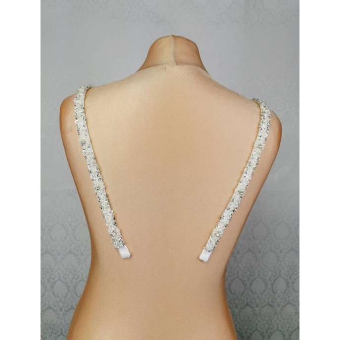 Crystals & Pearls DETACHABLE STRAPS, sewed by hand on ivory satin