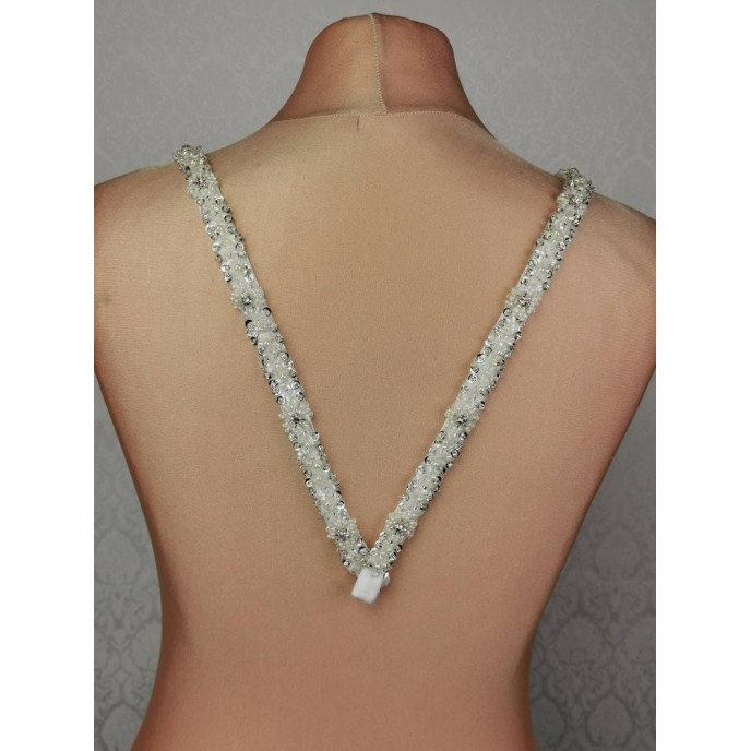 Crystals & Pearls DETACHABLE STRAPS, sewed by hand on ivory satin