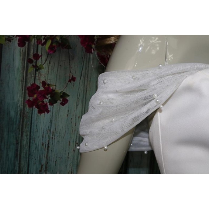 Pearls tulle detachable wedding dress sleeve