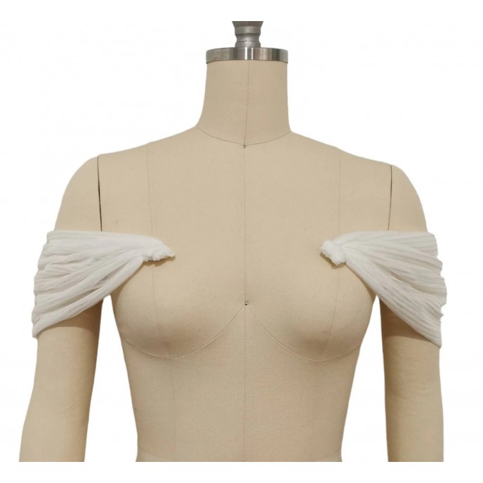 DETACHABLE Bridal Sleeves, Pleated Tulle sleeves