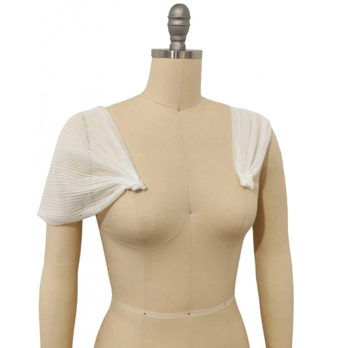 DETACHABLE Bridal Sleeves, Pleated Tulle sleeves
