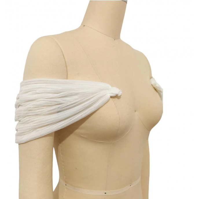 DETACHABLE Bridal Sleeves, Pleated Tulle sleeves