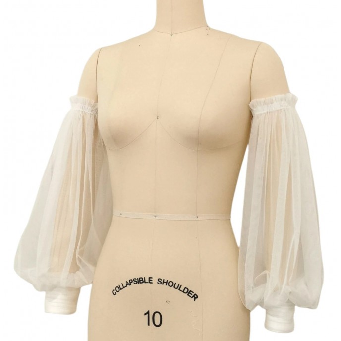 Detachable wedding dress sleeves, Long Bridal tulle sleeves