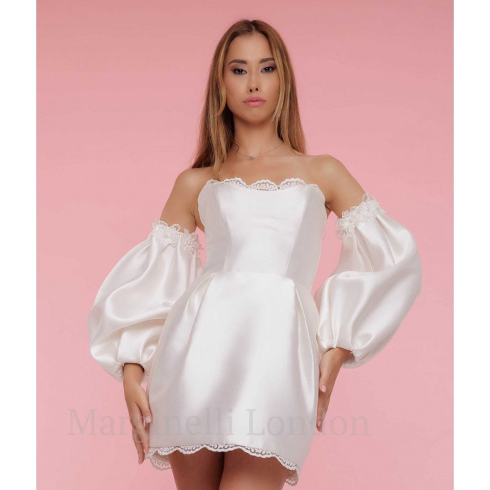 Long Detachable Puffy Sleeves for Wedding Dress with 3D flowers