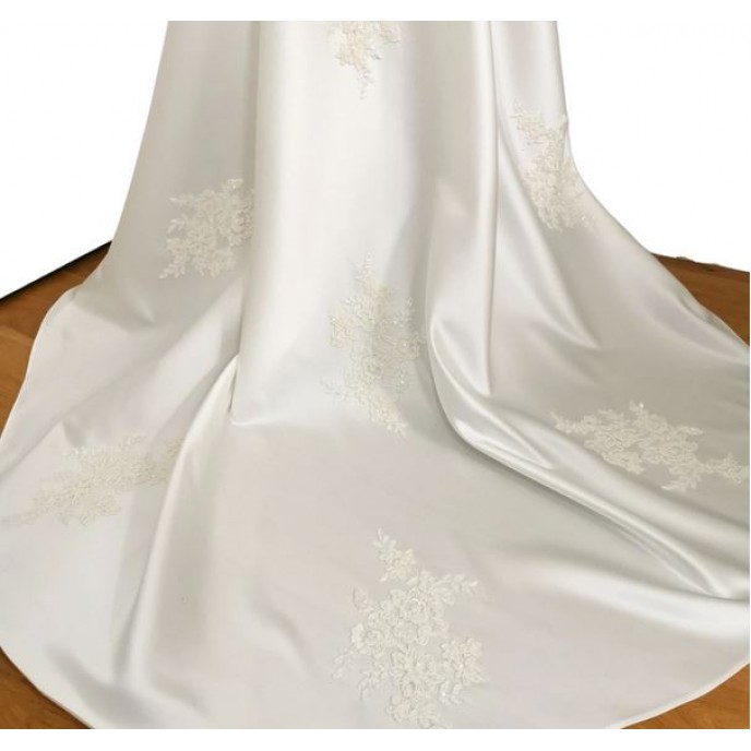 Bridal detachable Train from Satin and lace details