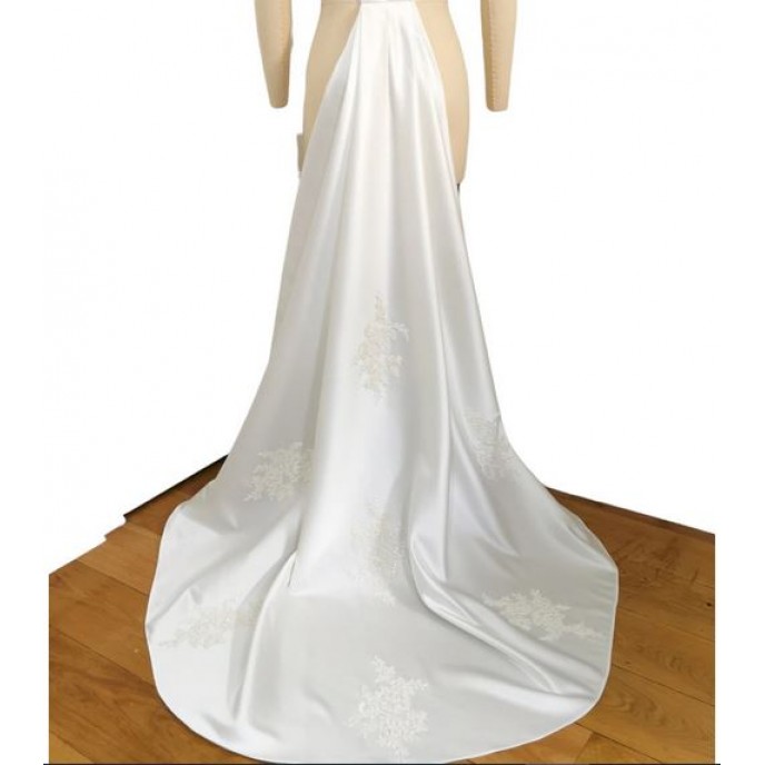 Bridal detachable Train from Satin and lace details