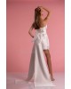 Ivory satin detachable train