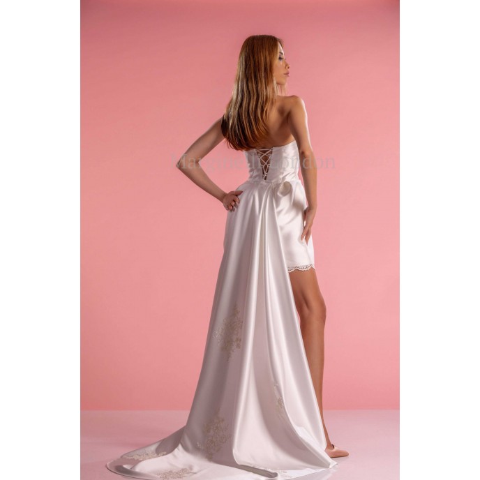 Bridal detachable Train from Satin and lace details