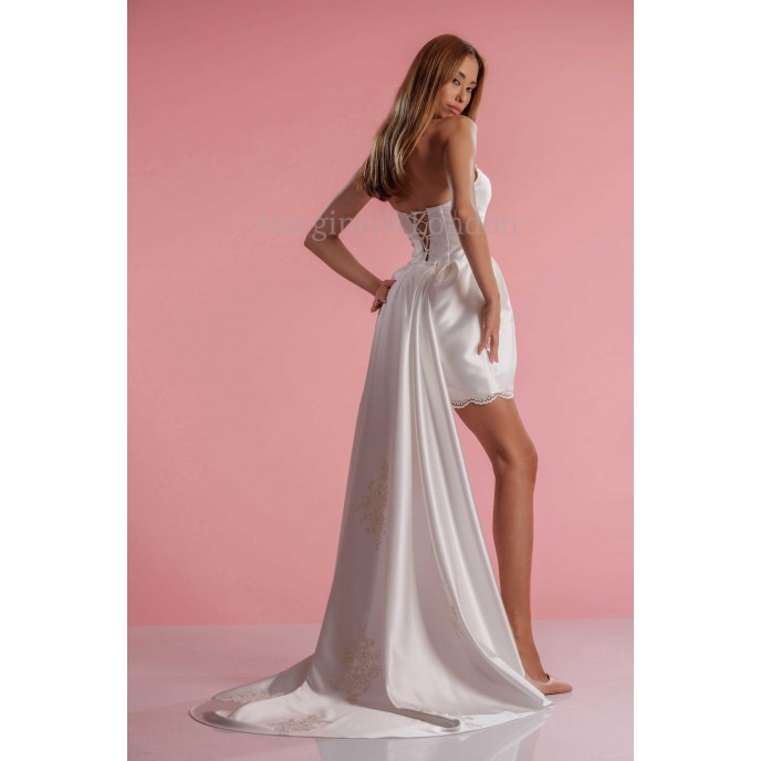 Bridal detachable Train from Satin and lace details