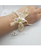 Wrist Corsage Crystal Pearl Flower with Pearl Bracelet