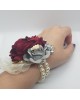 Wrist Corsage Rose Flower with Gold Leaf & Pearl Bracelet