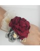 Wrist Corsage Rose Flower with Gold Leaf & Pearl Bracelet