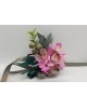 Wrist Corsage Fabric Flower Artificial Leaf with Satin Ribbon