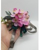 Wrist Corsage Fabric Flower Artificial Leaf with Satin Ribbon