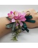 Wrist Corsage Fabric Flower Artificial Leaf with Satin Ribbon