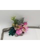 Wrist Corsage Fabric Flower Artificial Leaf with Satin Ribbon