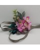 Wrist Corsage Fabric Flower Artificial Leaf with Satin Ribbon