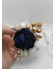 Wrist Corsage Flower Rose with Gold Decoration & Pearl