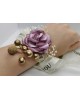 Wrist Corsage Flower Rose with Gold Decoration & Pearl