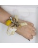 Wrist Corsage Gold 3D Lace Butterfly with Gold & Yellow Decoration