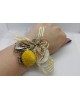 Wrist Corsage Gold 3D Lace Butterfly with Gold & Yellow Decoration