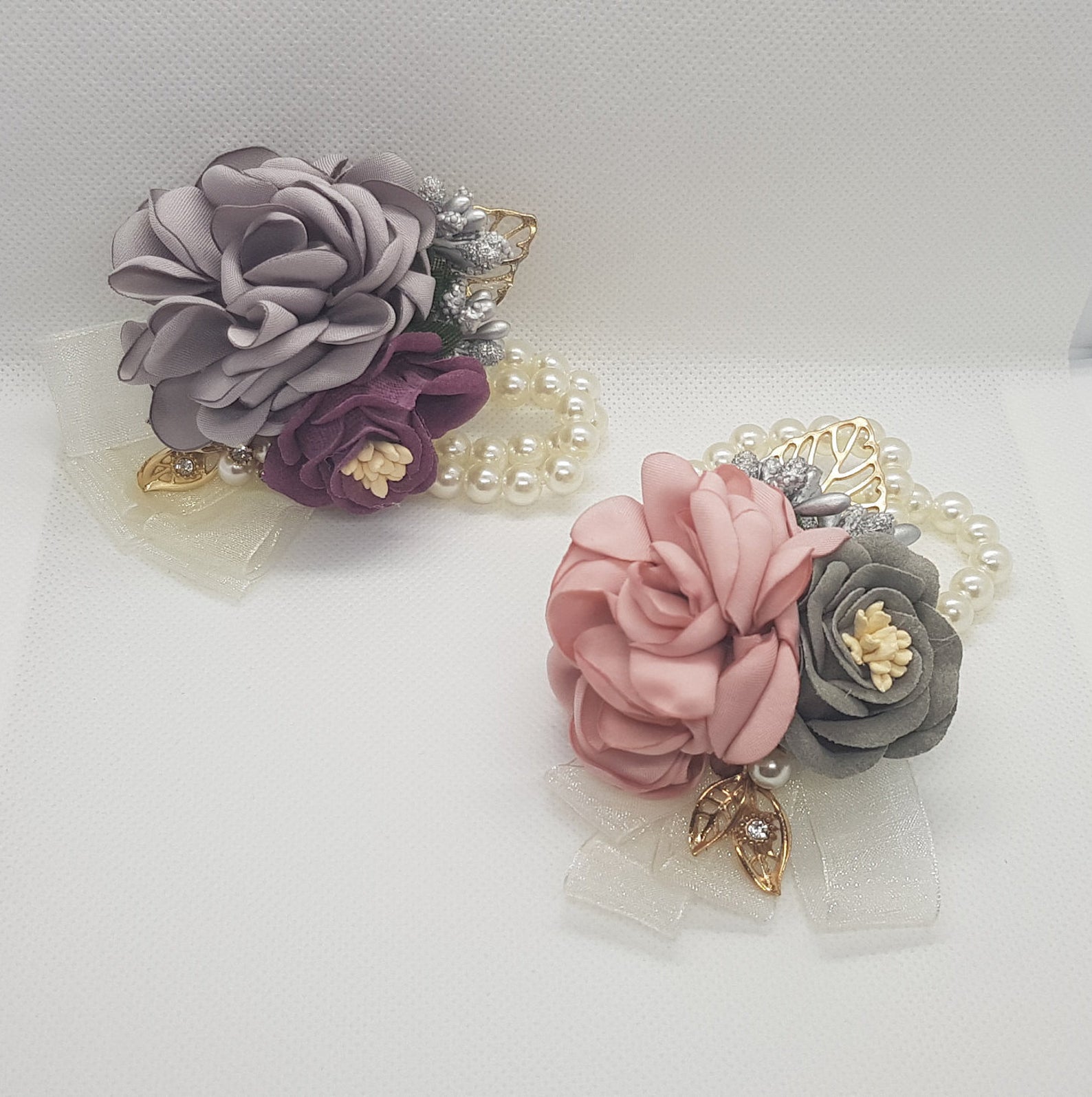 Floral Corsage Bracelet - Lela Flower Cuff- Rose Gold