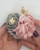 Wrist Corsage Rose Flower with Gold Leaf & Pearl Bracelet