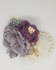 Wrist Corsage Rose Flower with Gold Leaf & Pearl Bracelet