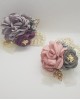 Wrist Corsage Rose Flower with Gold Leaf & Pearl Bracelet