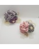 Wrist Corsage Rose Flower with Gold Leaf & Pearl Bracelet