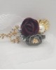 Wrist Corsage, Rose Flower with Gold, Crystals, Pearl & Lace Ribbon