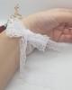 Wrist Corsage, Rose Flower with Gold, Crystals, Pearl & Lace Ribbon